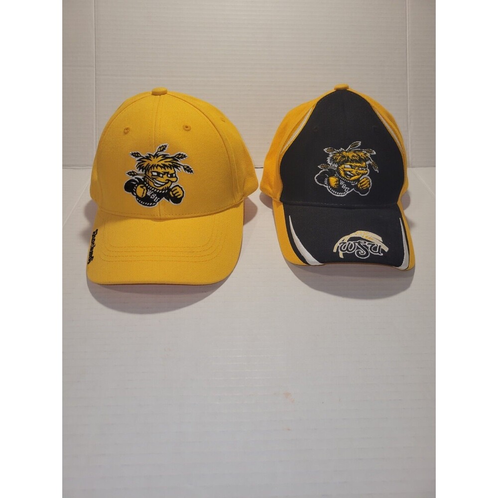 Vintage Lot Of 2 NCAA Wichita State Shockers Men OSFA Lid Ballcap Hat Strapback.